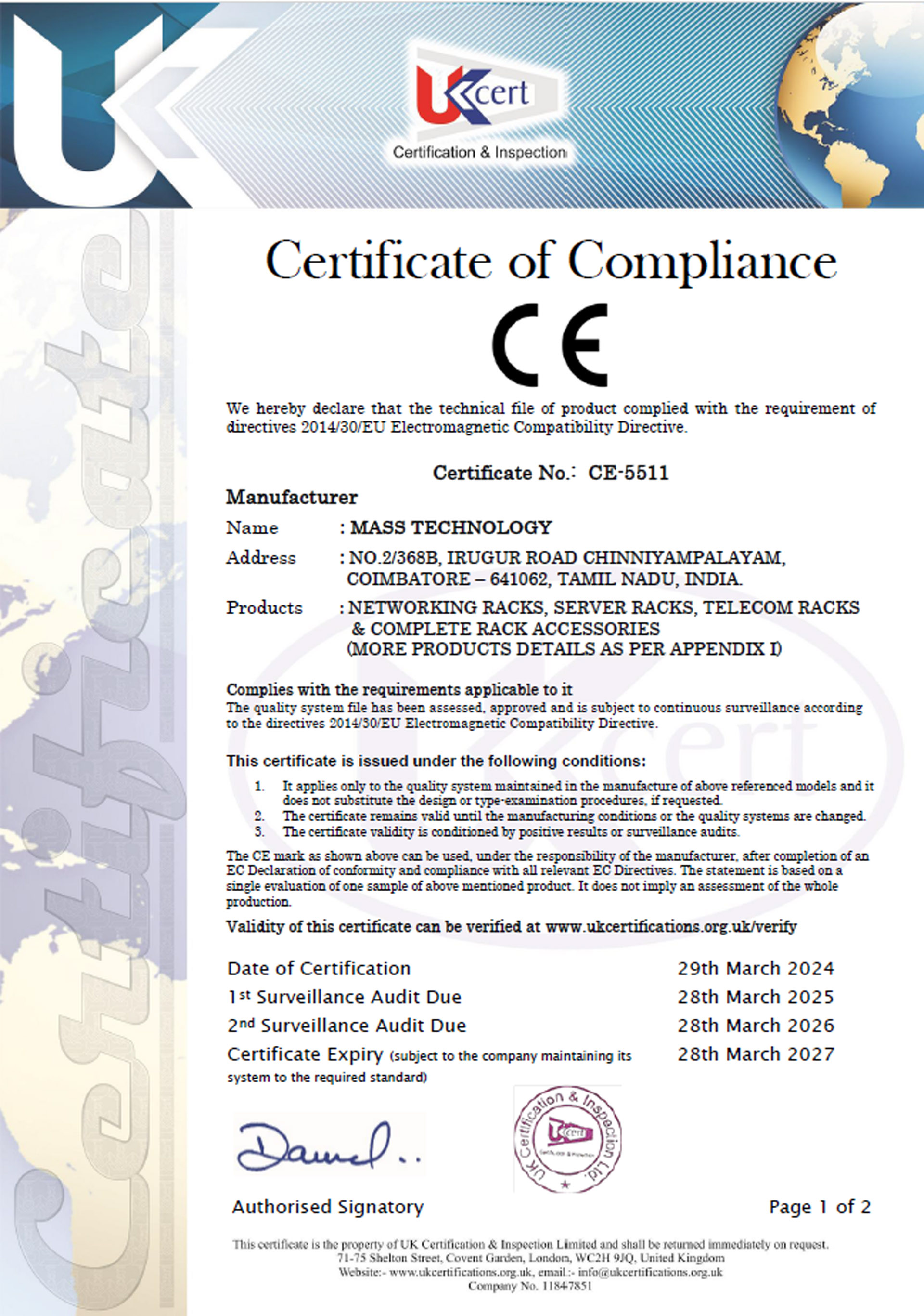 CE Marking Certificate