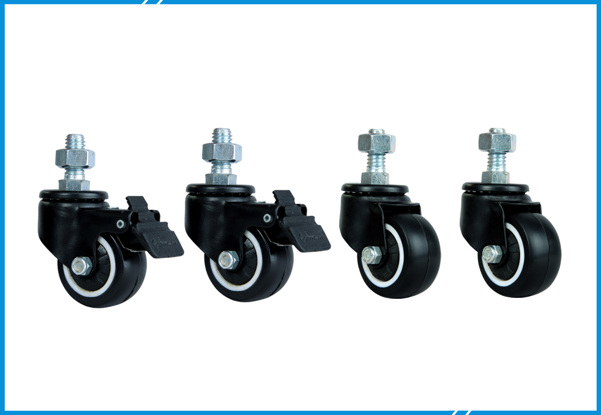 Castor Wheels 2" - 1 set (2nos with Brake, 2nos w/o Brake)